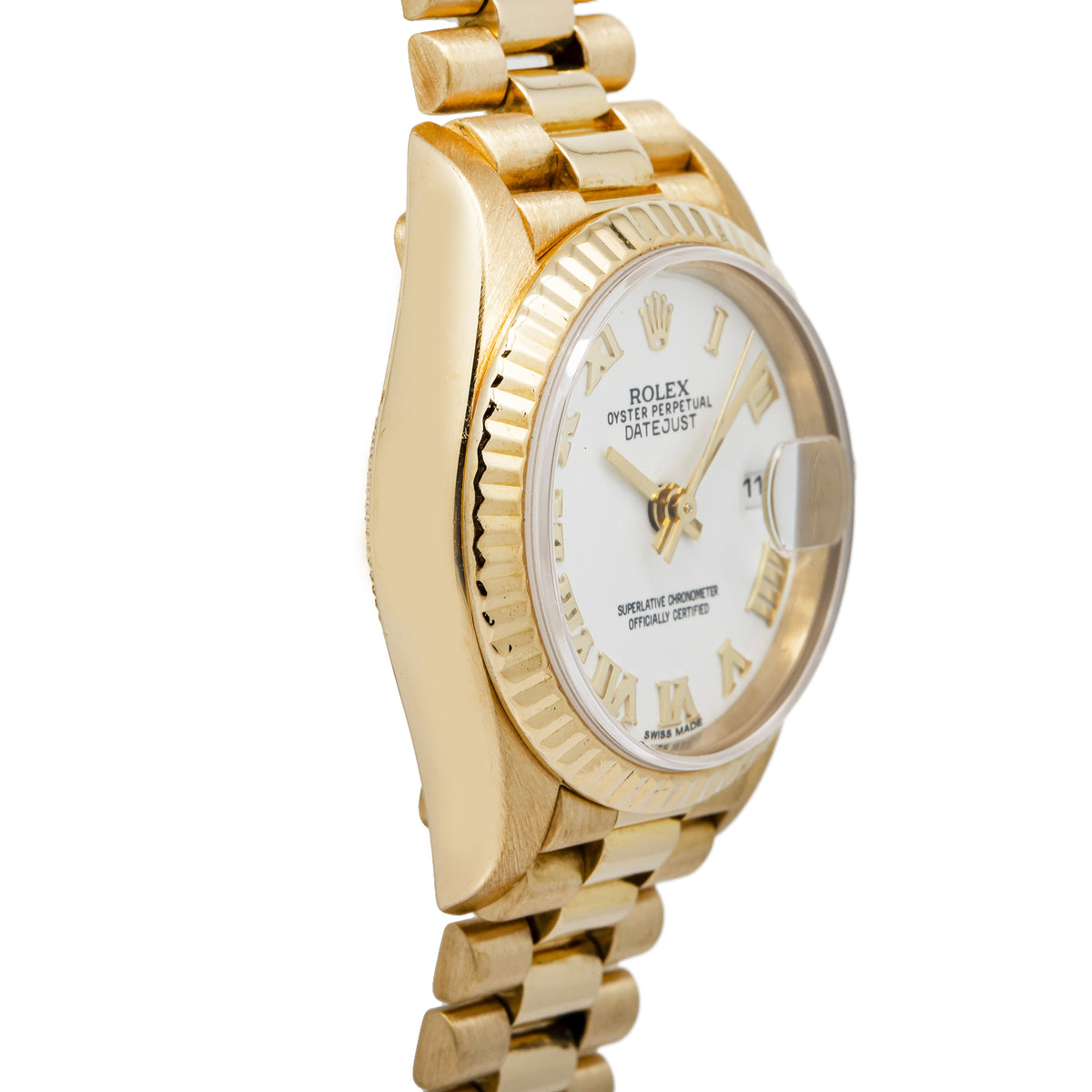 Rolex DateJust 69178 18K Yellow Gold President White Dial Auto Ladies Watch 26mm