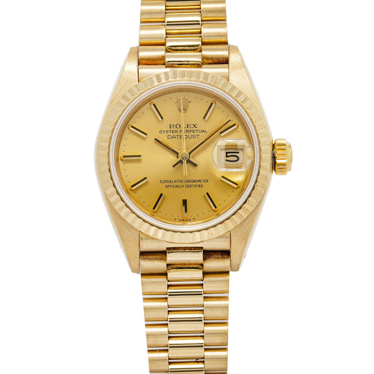 Rolex DateJust 69178 18K Yellow Gold President Champagne Dial Auto Ladies 26mm