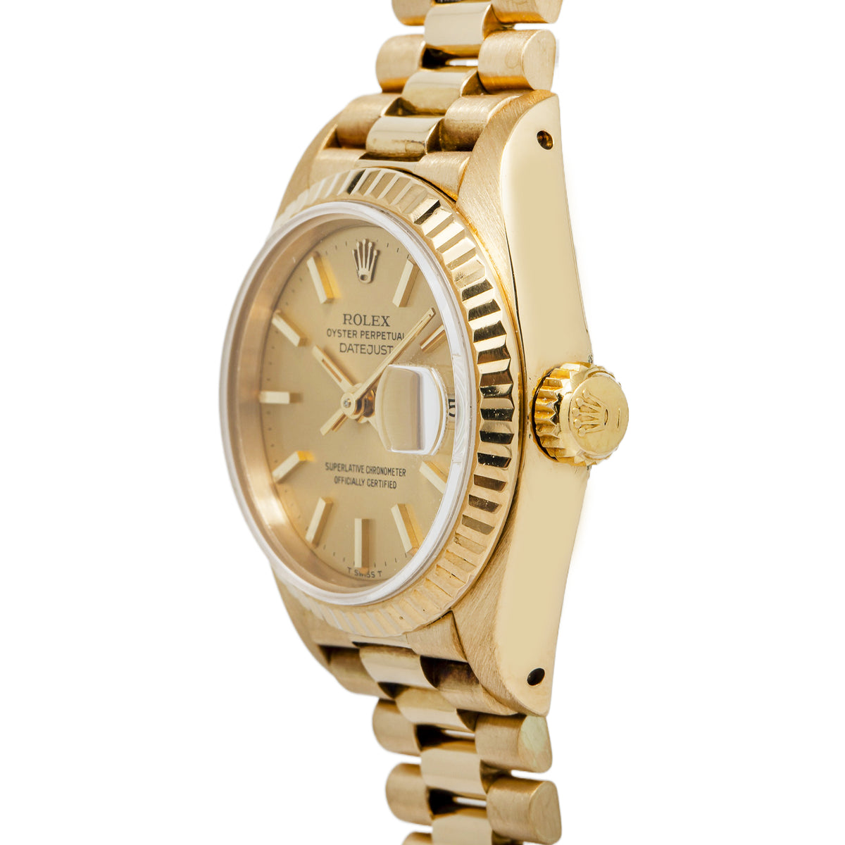 Rolex DateJust 69178 18K Yellow Gold President Champagne Dial Auto Ladies 26mm