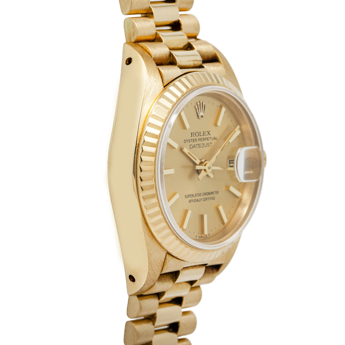 Rolex DateJust 69178 18K Yellow Gold President Champagne Dial Auto Ladies 26mm