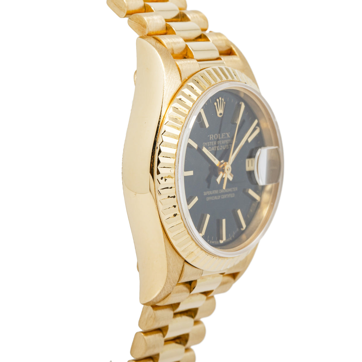 Rolex DateJust 69178 18K Yellow Gold President Black Dial Auto Ladies Watch 26mm