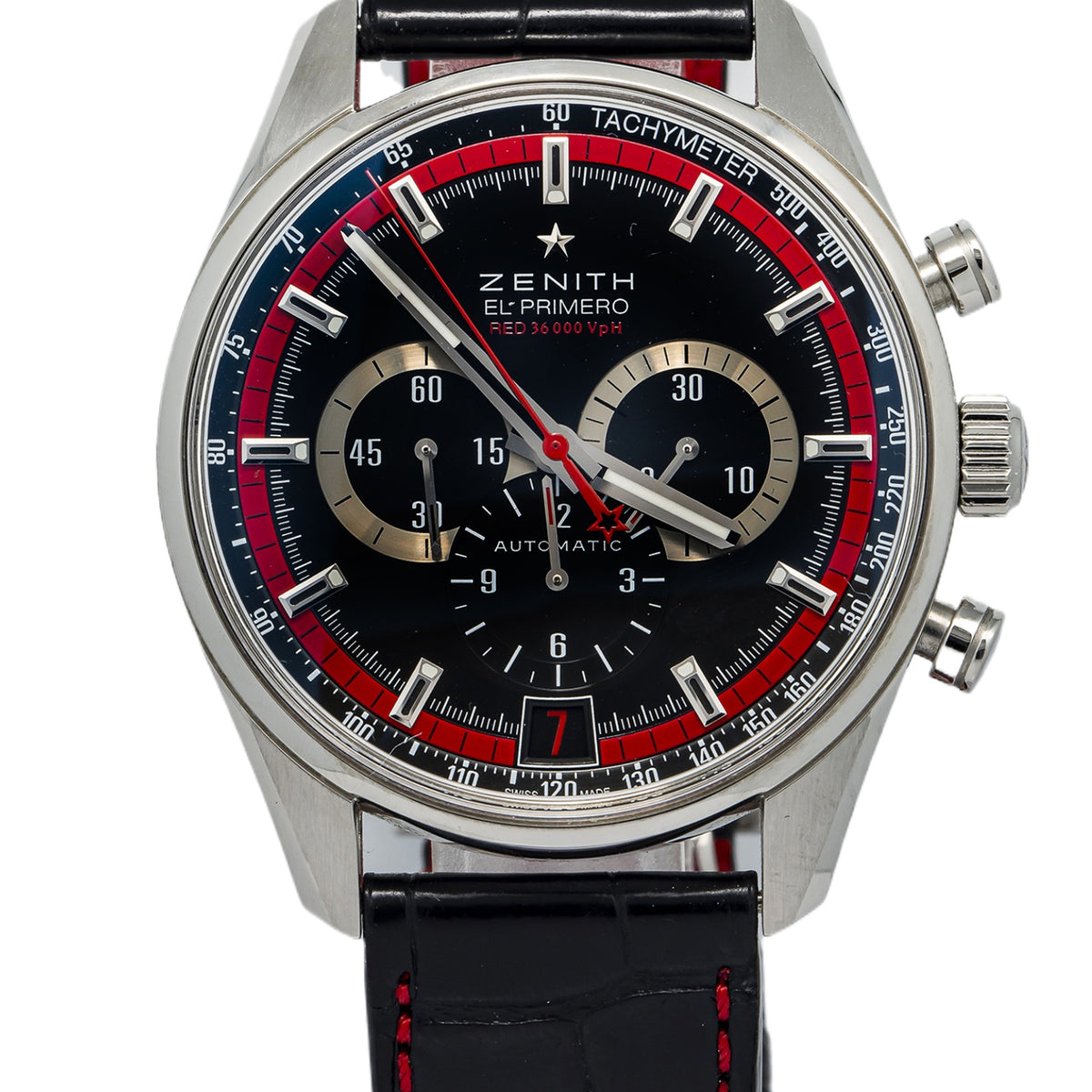 Zenith El Primero 36'000 VpH 03.2043.400 Red Box & Paper Black Dial Auto 42mm