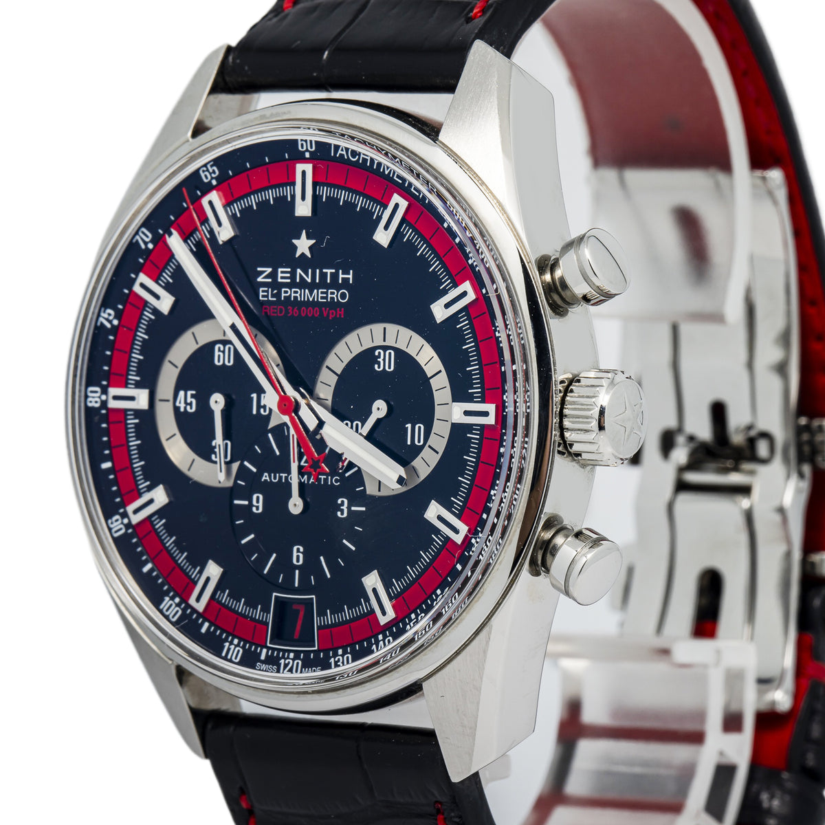 Zenith El Primero 36'000 VpH 03.2043.400 Red Box & Paper Black Dial Auto 42mm