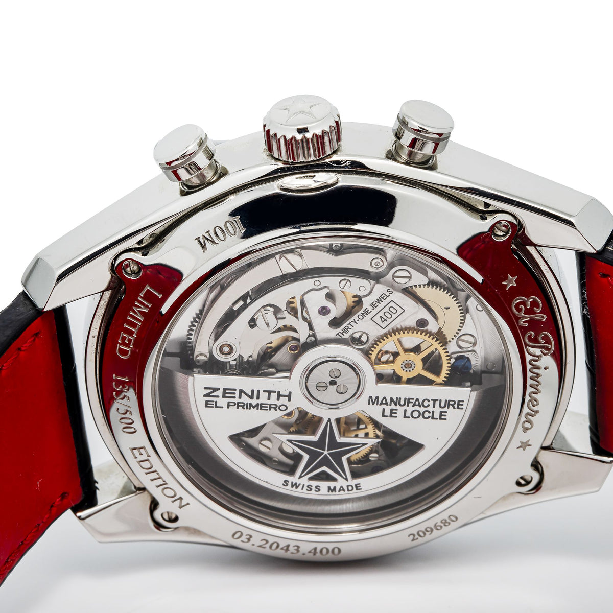 Zenith El Primero 36'000 VpH 03.2043.400 Red Box & Paper Black Dial Auto 42mm