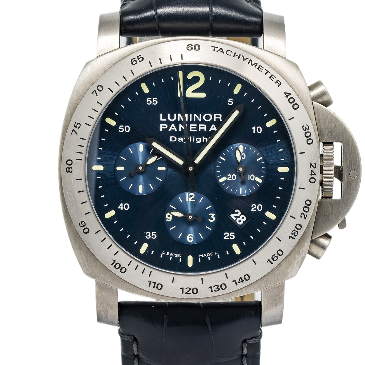 Panerai Luminor Chrono Daylight PAM00326 Box & Paper Titanium Blue Dial Men 44mm