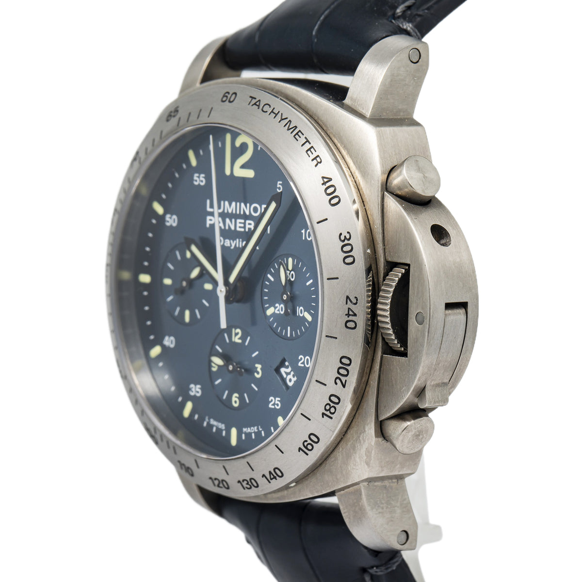 Panerai Luminor Chrono Daylight PAM00326 Box & Paper Titanium Blue Dial Men 44mm