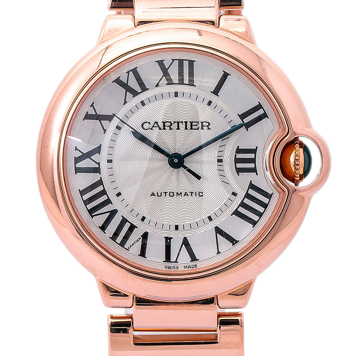 Cartier Ballon Bleu 3003 W69004Z2 18K Rose Gold Silver Dial Auto Unisex 36mm