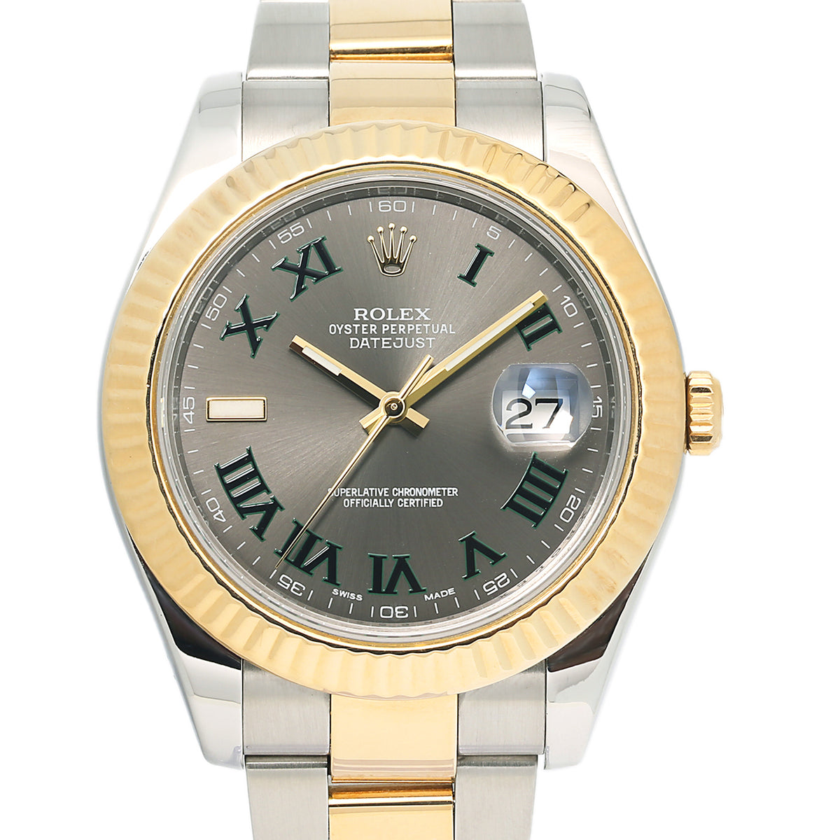 Rolex DateJust 116333 18k YG Two Tone Oyster Automatic Wimbledon Dial Watch 41mm