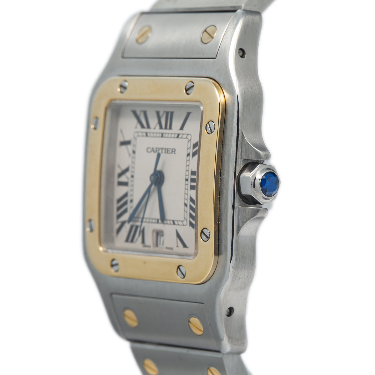 Cartier Santos 1566 W20011C4 18k YellowGold TwoTone Date Roman Quartz Watch 29mm