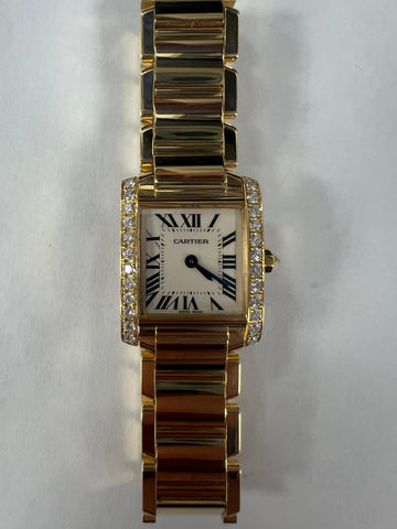 cCartier Tank Francaise W50002N2 18k Yellow Gold Quartz Ladies Watch