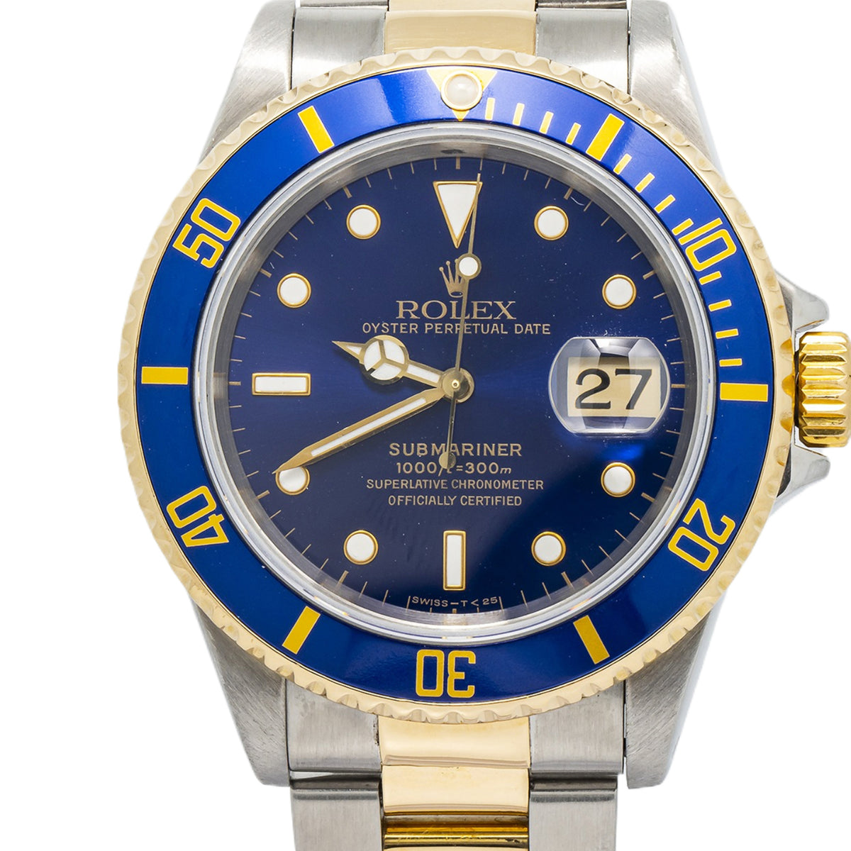 Rolex Submariner 16613 Oyster 18k YG Two Tone Blue Dial Auto Men's Watch 40mm