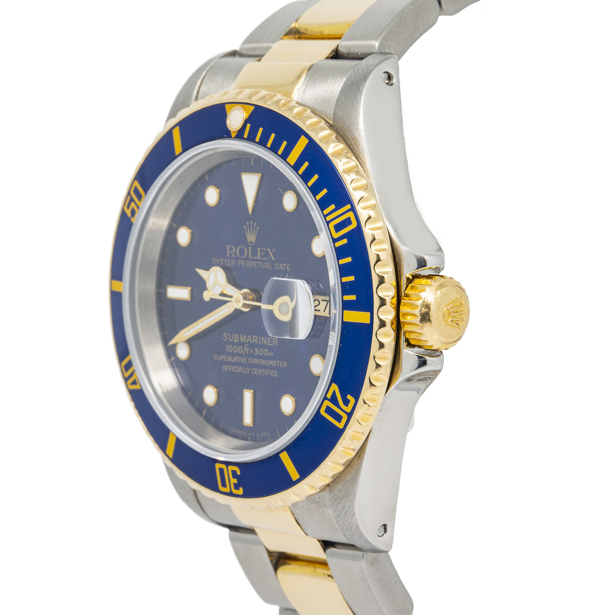 Rolex Submariner 16613 Oyster 18k YG Two Tone Blue Dial Auto Men's Watch 40mm