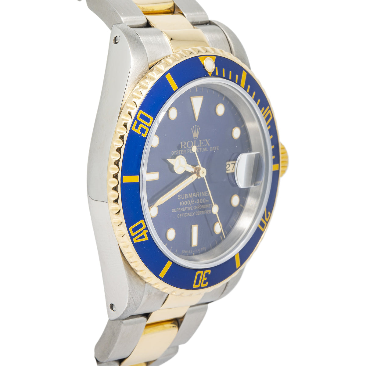 Rolex Submariner 16613 Oyster 18k YG Two Tone Blue Dial Auto Men's Watch 40mm