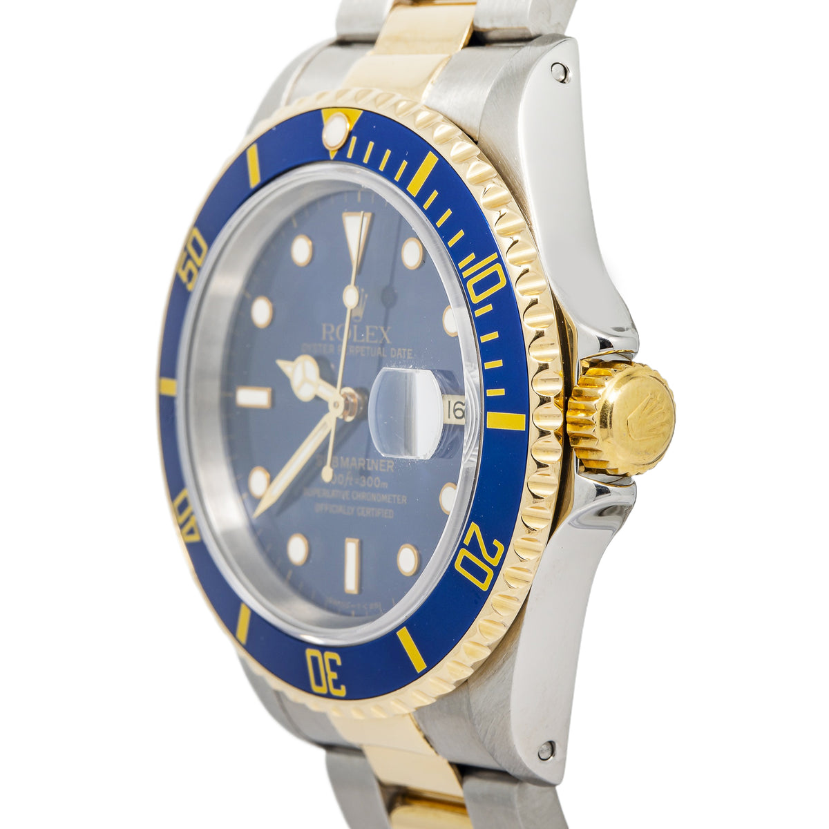 Rolex Submariner 16613 Oyster Auto 18k YG Two Tone Blue Dial Men's Watch 40mm