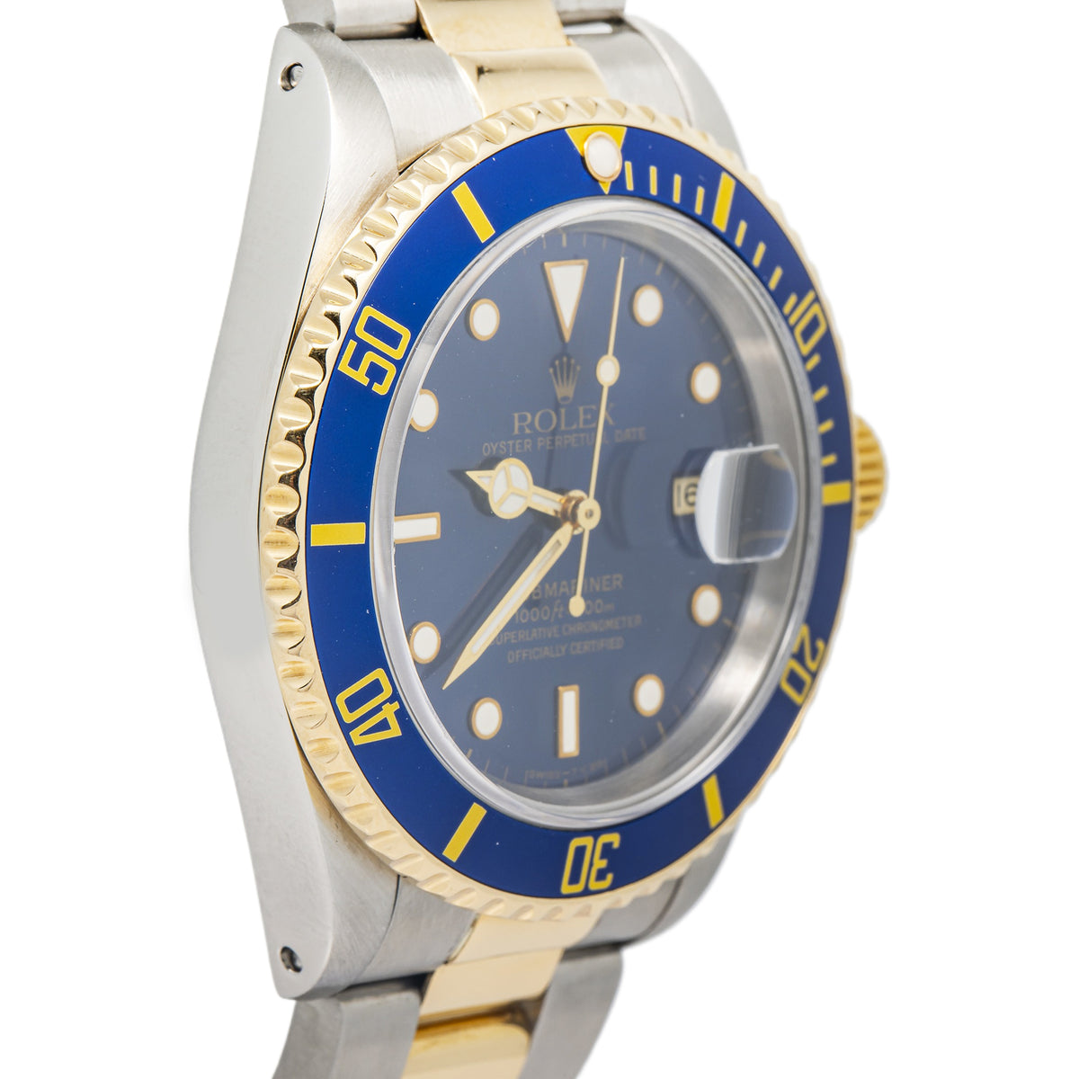 Rolex Submariner 16613 Oyster Auto 18k YG Two Tone Blue Dial Men's Watch 40mm