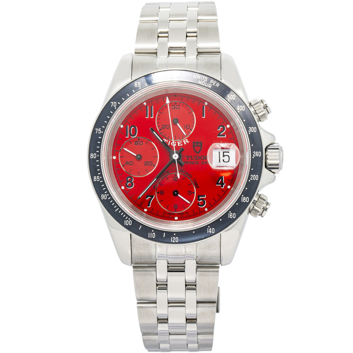 Tudor Prince Date Tiger 79260P Automatic Stainless Steel Red Dial Men Watch 40mm