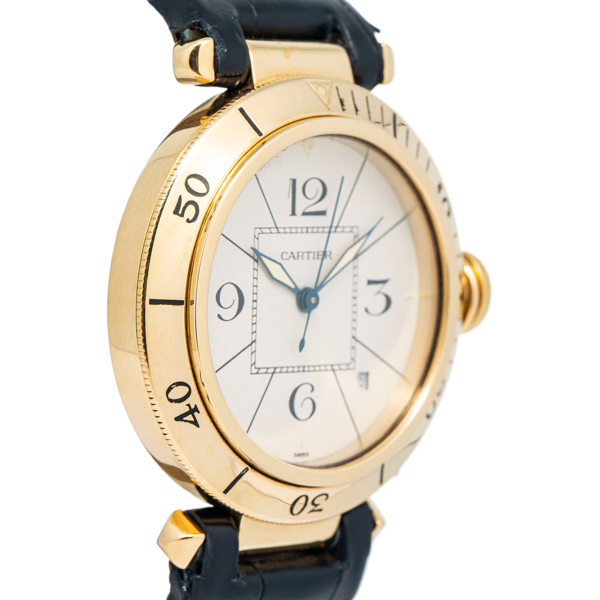 Cartier Pasha 820907 18k Yellow Gold Automatic White Dial Men's Watch 38mm