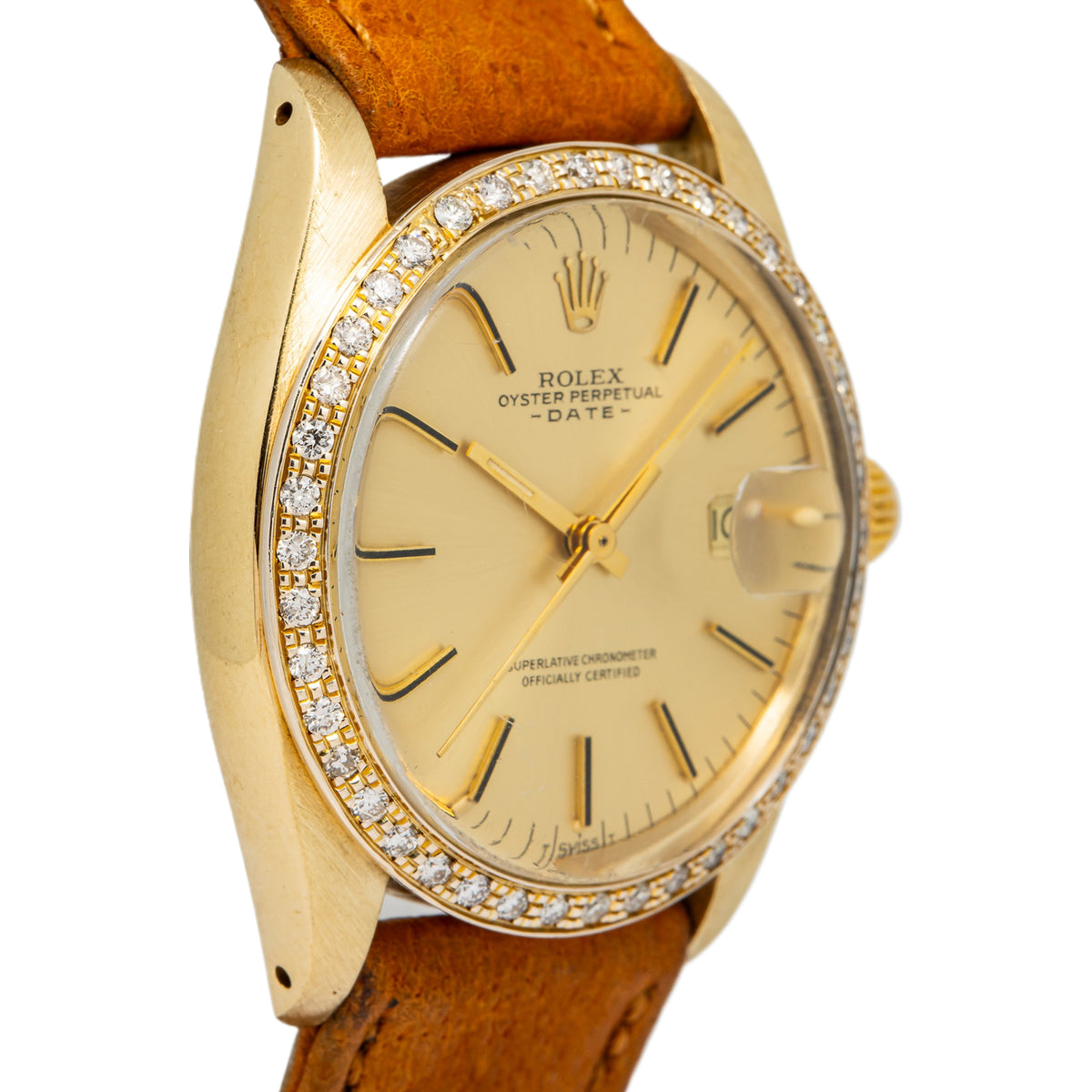 Rolex 1503 Date 14k Yellow Gold Automatic Champagne Dial Unisex Watch 34mm