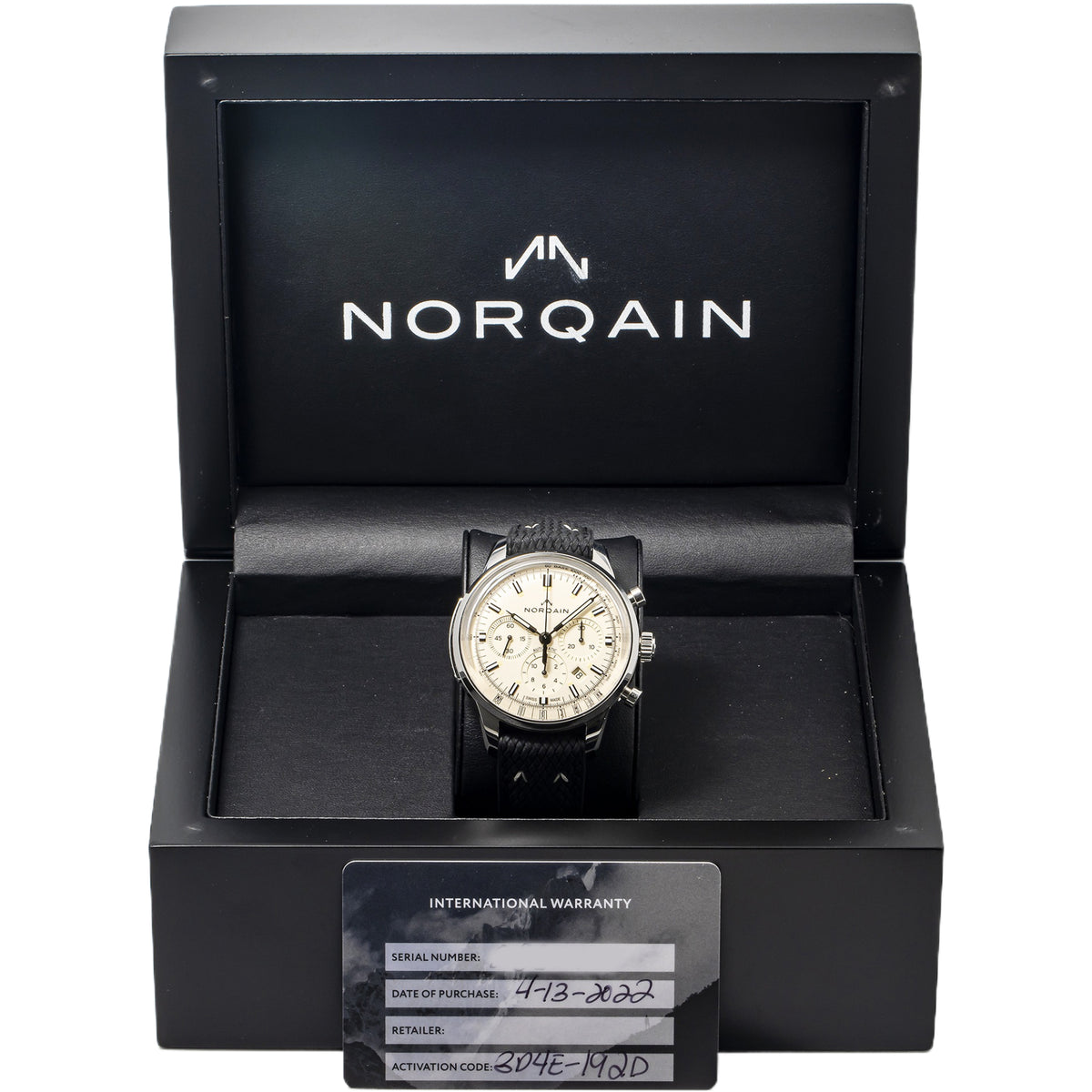 Norqain Freedom 60 Chrono N2200S22C MINT 2022 Box & Paper Cream Dial Auto 43mm