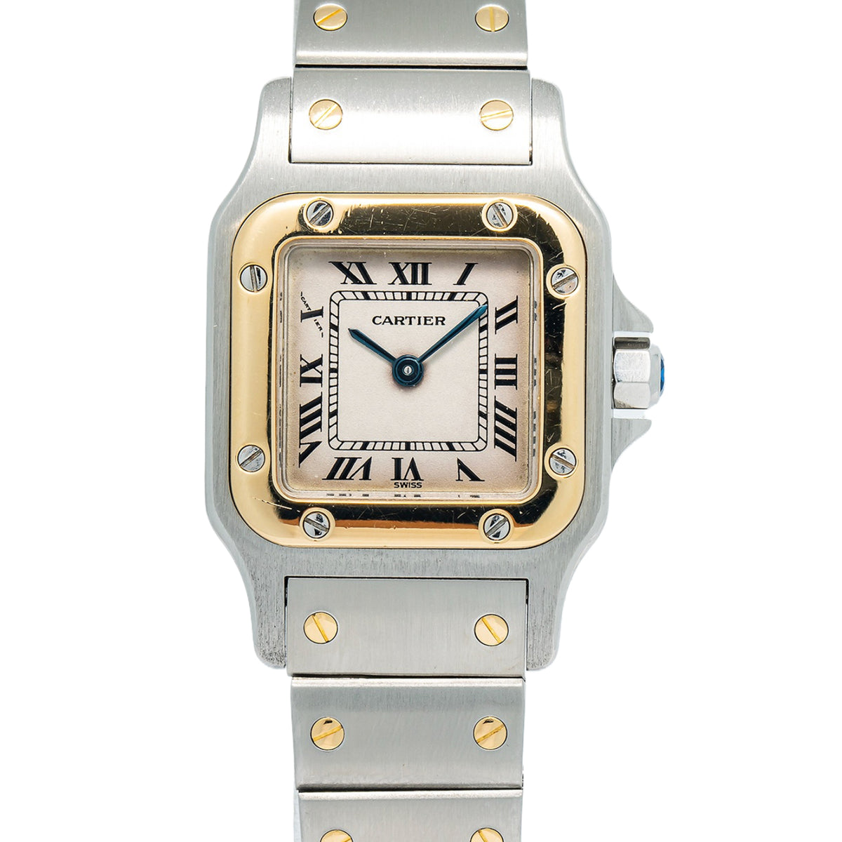 Cartier Santos Galbee 1567 W20012C4 18K YG Two Tone Roman Dial Ladies 24mm