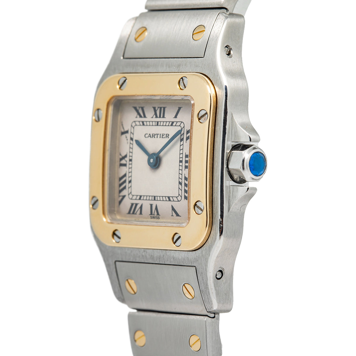 Cartier Santos Galbee 1567 W20012C4 18K YG Two Tone Roman Dial Ladies 24mm