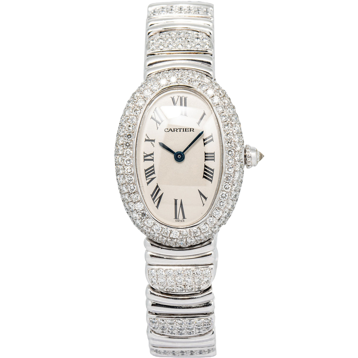 Cartier Baignoire 1955 W1516856 White Gold Quartz Ladies Watch 23x30mm