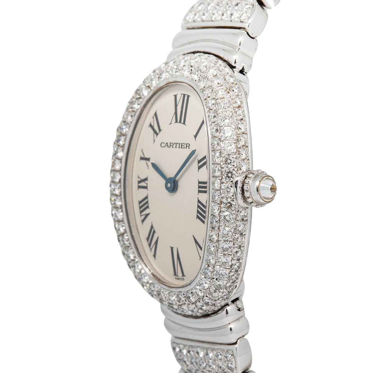 Cartier Baignoire 1955 W1516856 White Gold Quartz Ladies Watch 23x30mm