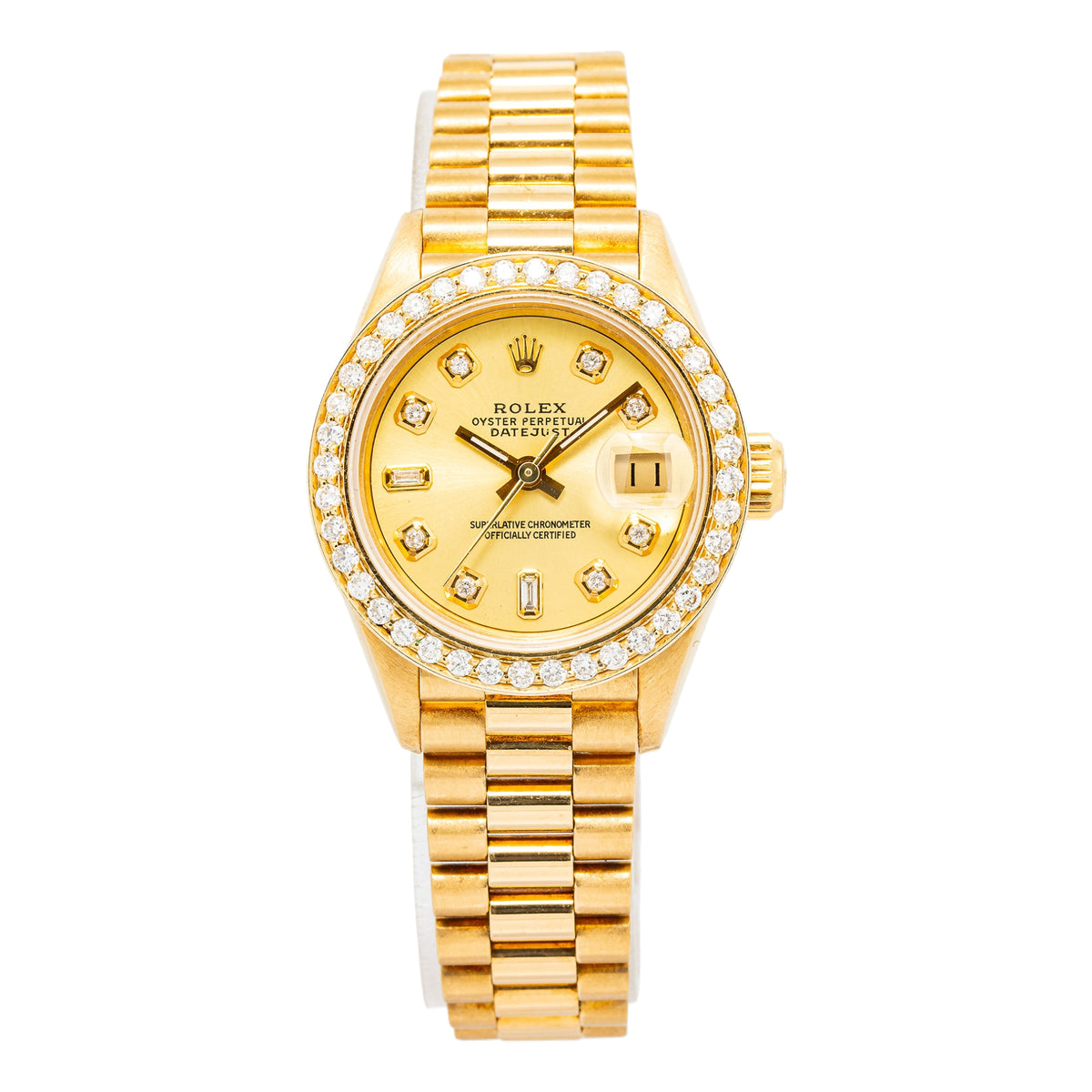 Rolex Datejust 69178 President 18k YG Auto Champagne Dial Ladies Watch 26mm