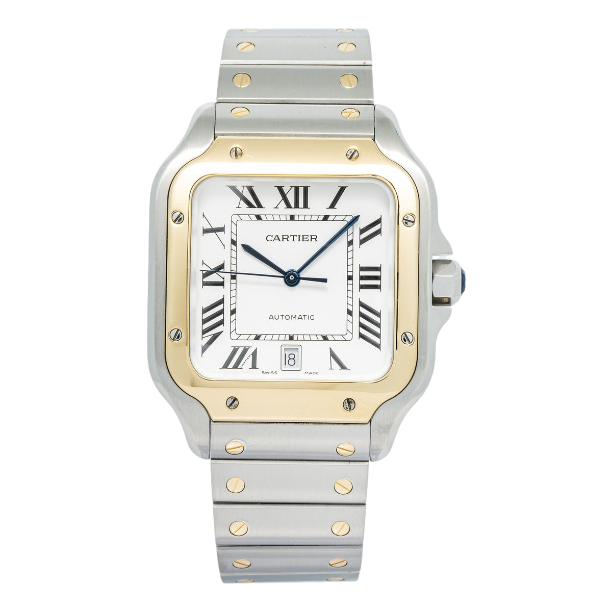 Cartier Santos 4072 W2SA0006 18K YG Two Tone Silver Dial Auto Men's Watch 40mm