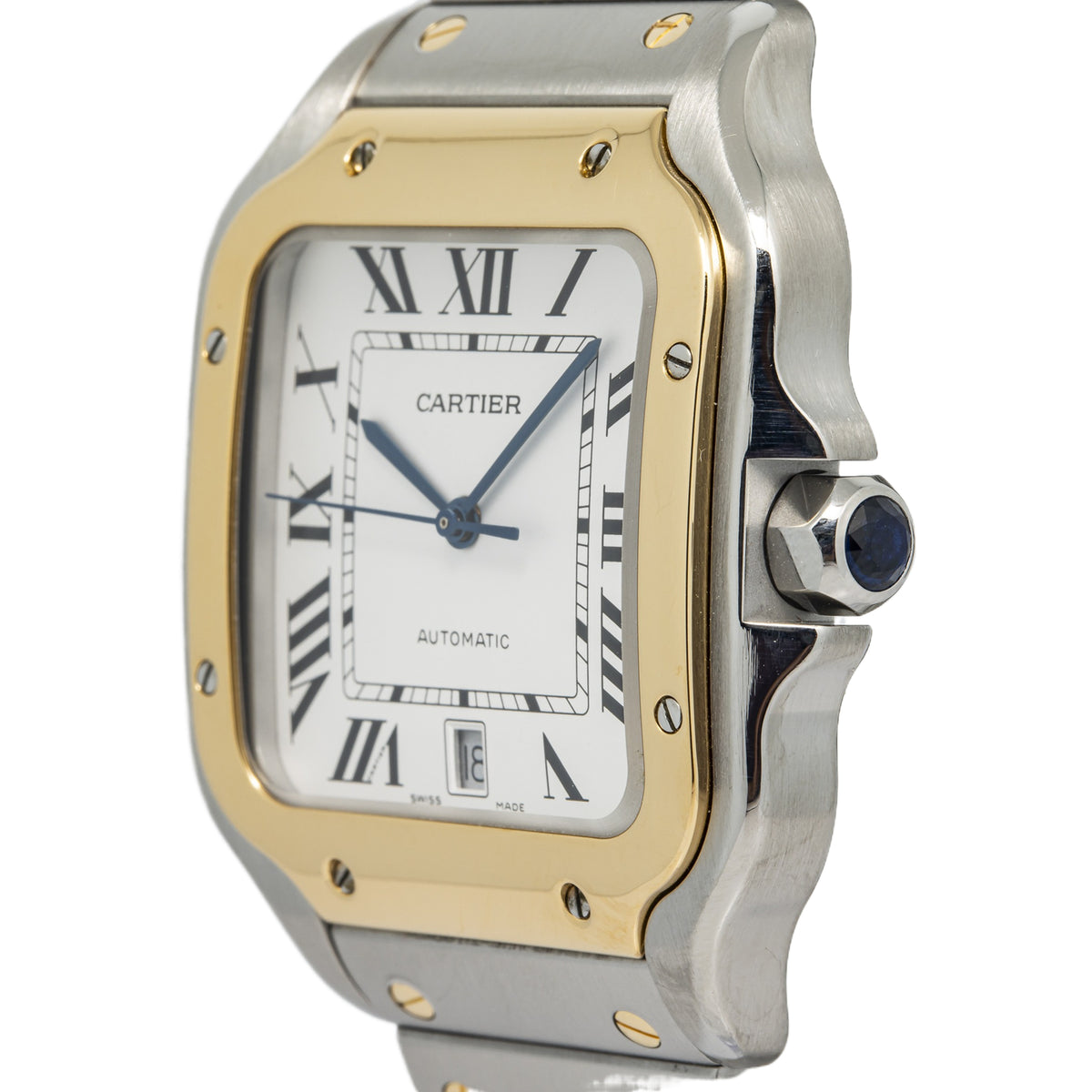 Cartier Santos 4072 W2SA0006 18K YG Two Tone Silver Dial Auto Men's Watch 40mm