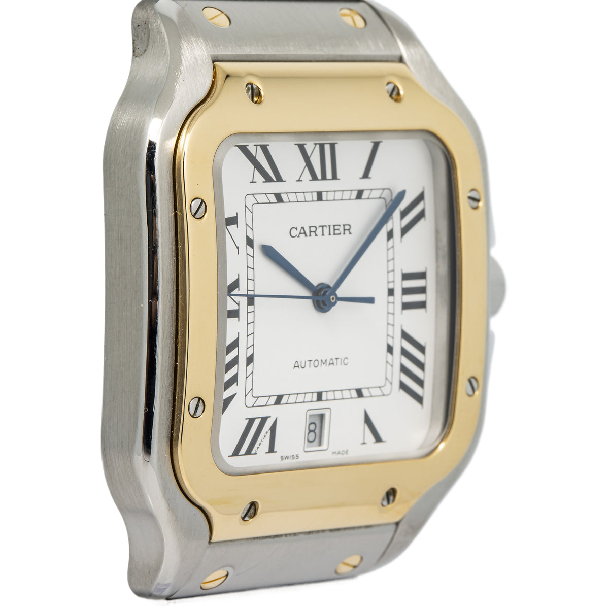 Cartier Santos 4072 W2SA0006 18K YG Two Tone Silver Dial Auto Men's Watch 40mm