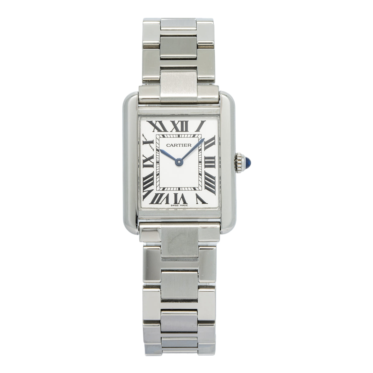 Cartier Tank Solo 3170/W5200013 Quartz Stainless Steel Silver Dial Watch 24x31mm