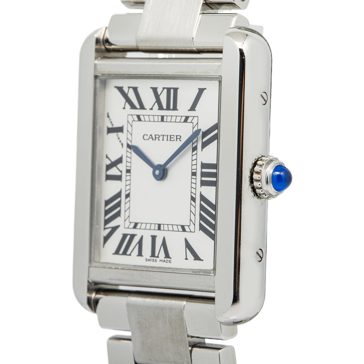 Cartier Tank Solo 3170/W5200013 Quartz Stainless Steel Silver Dial Watch 24x31mm