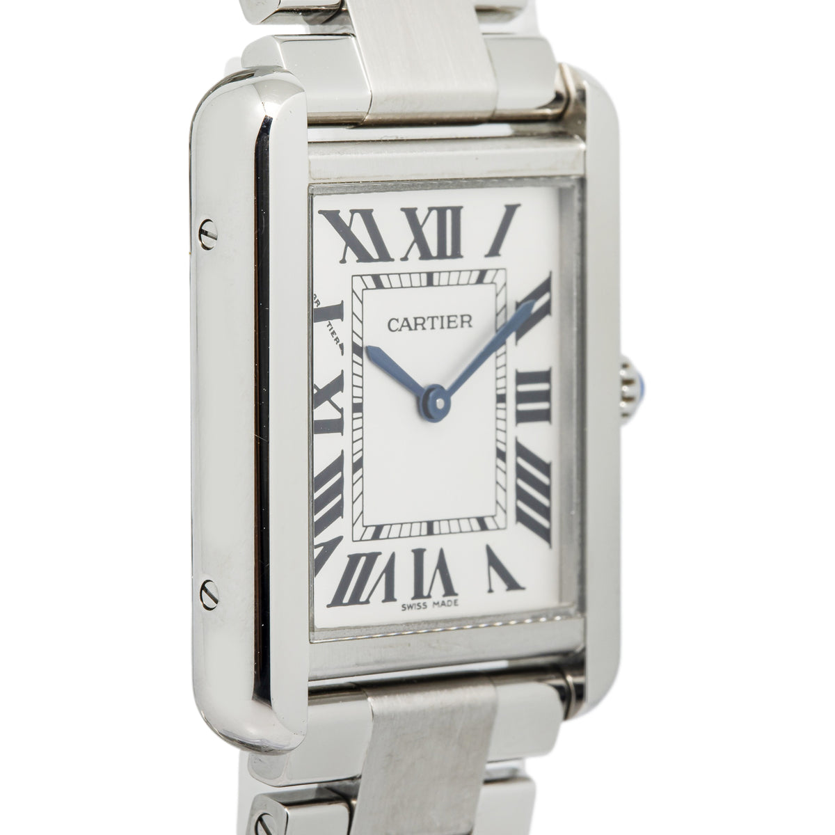 Cartier Tank Solo 3170/W5200013 Quartz Stainless Steel Silver Dial Watch 24x31mm