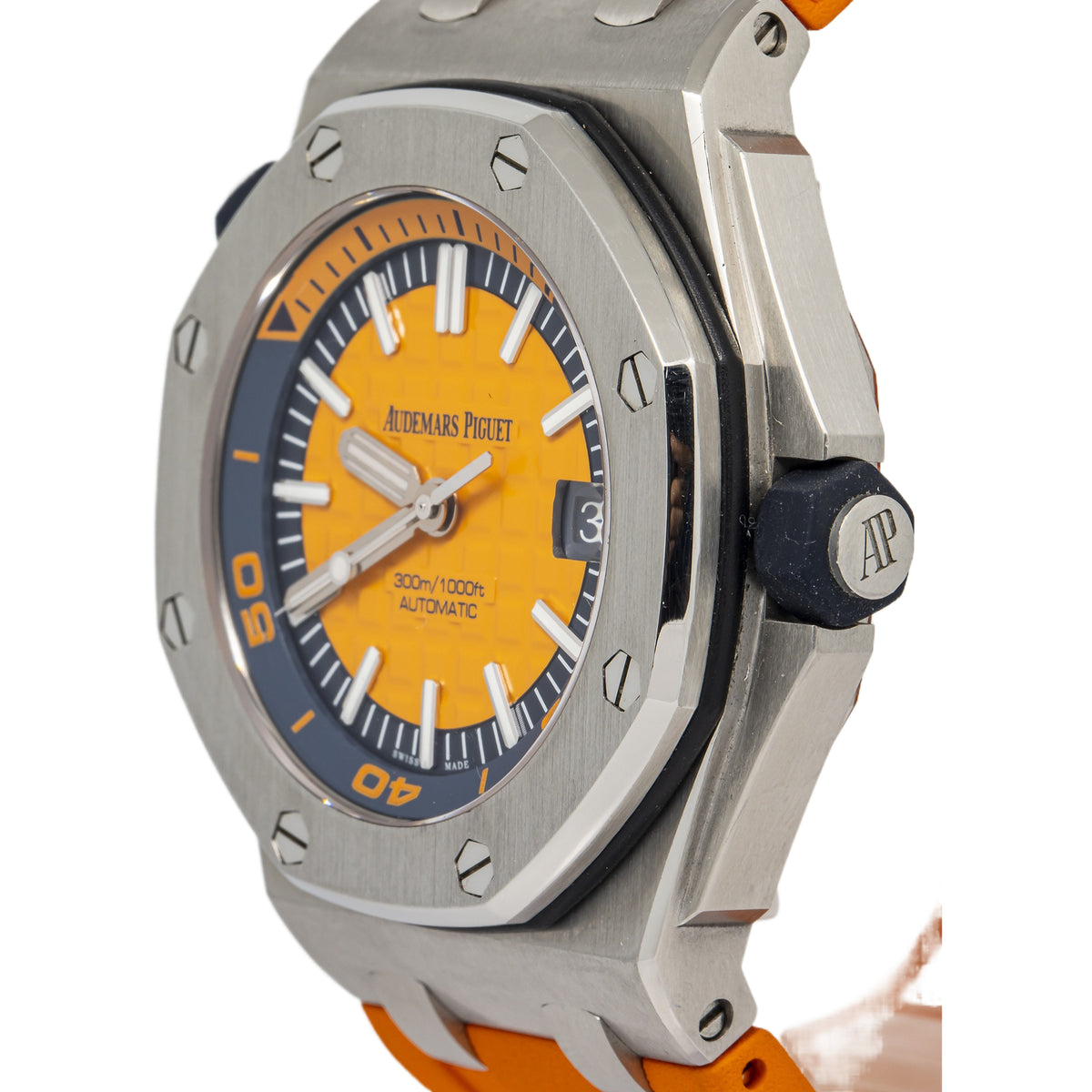 Audemars Piguet Royal Oak Offshore Diver 15710ST SS Auto Orange Dial Watch 42mm