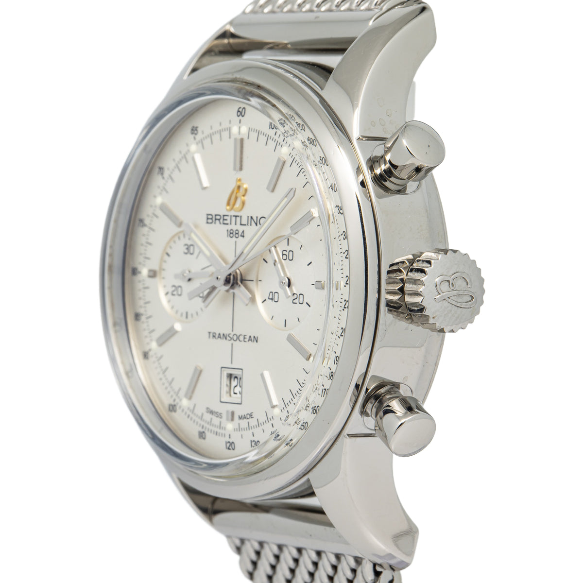 Breitling Transocean Chronograph A41310 Automatic Silver Dial Men's Watch 38MM