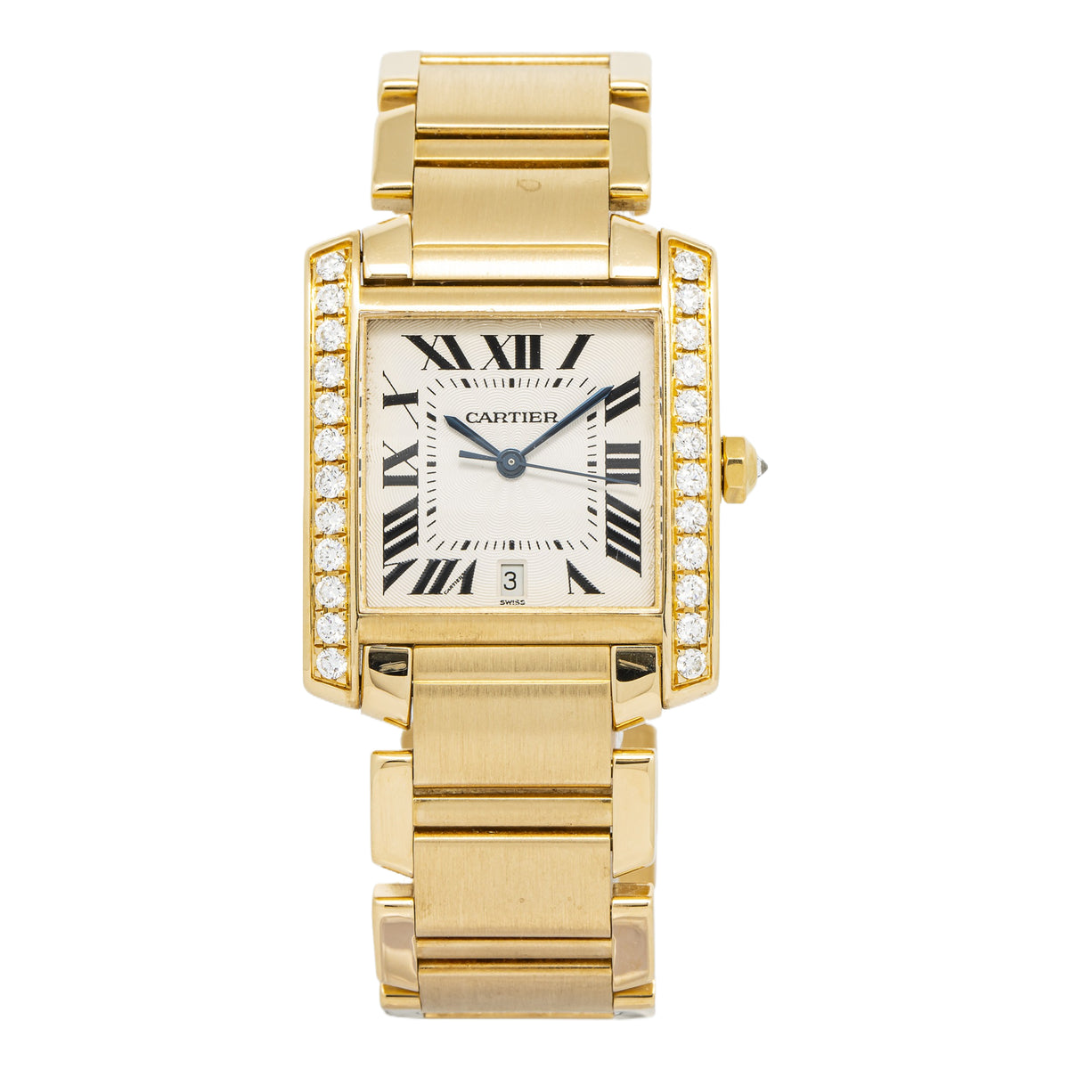 Cartier Tank 1840 W50001R2 Large 18K Yellow Gold Date Automatic Watch 28x32mm