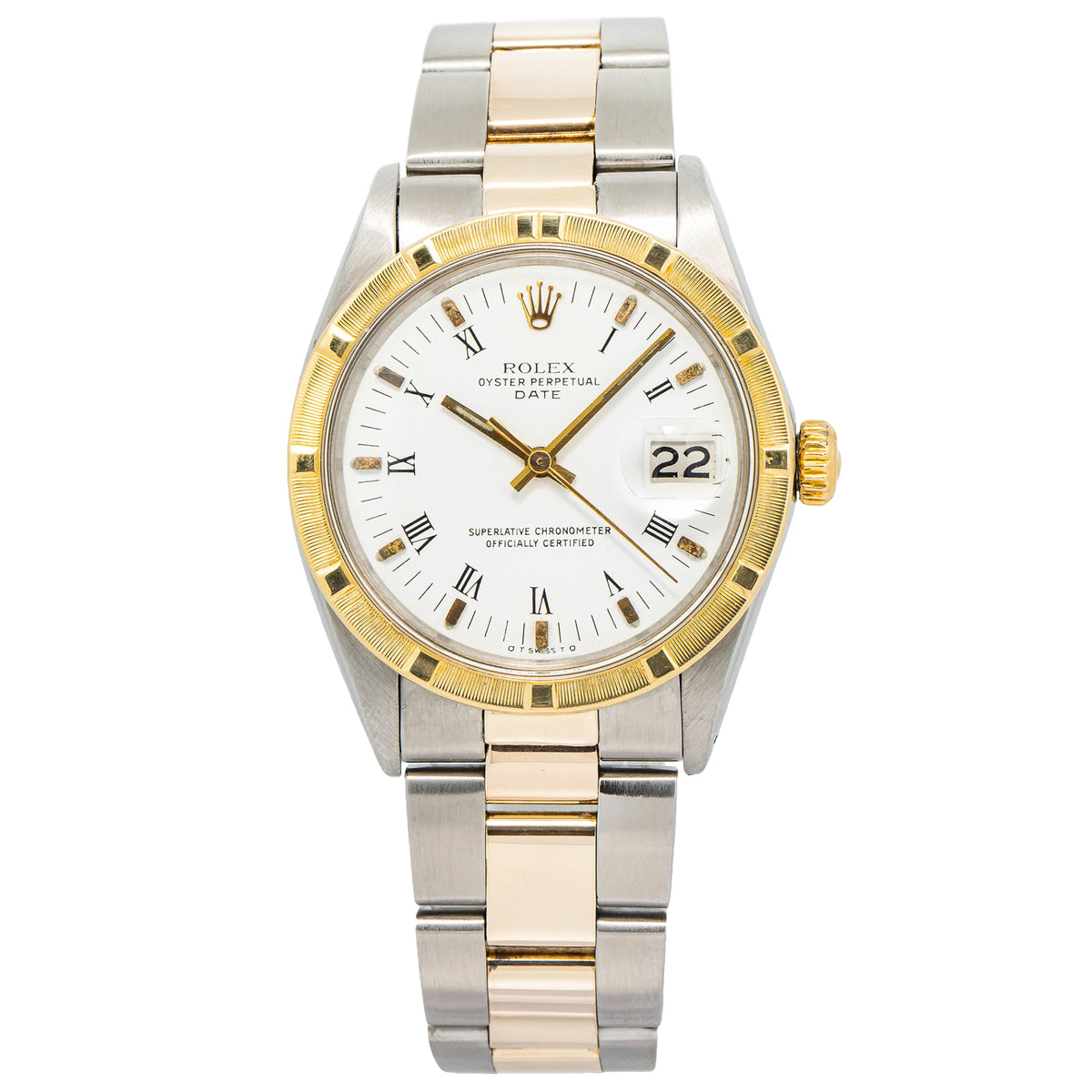 Rolex Date 1501 Oyster 18k Yellow Gold Two Tone Auto White Dial Men's Watch 34mm