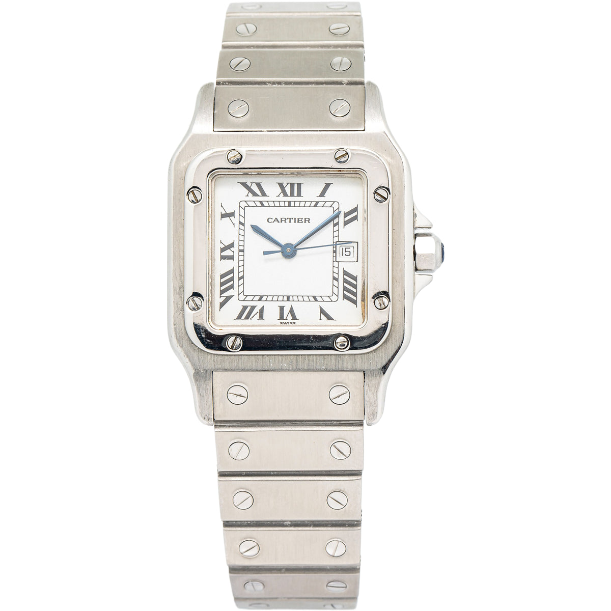 Cartier Santos 2960 Vintage Stainless Steel Auto White Dial Unisex Watch 29mm