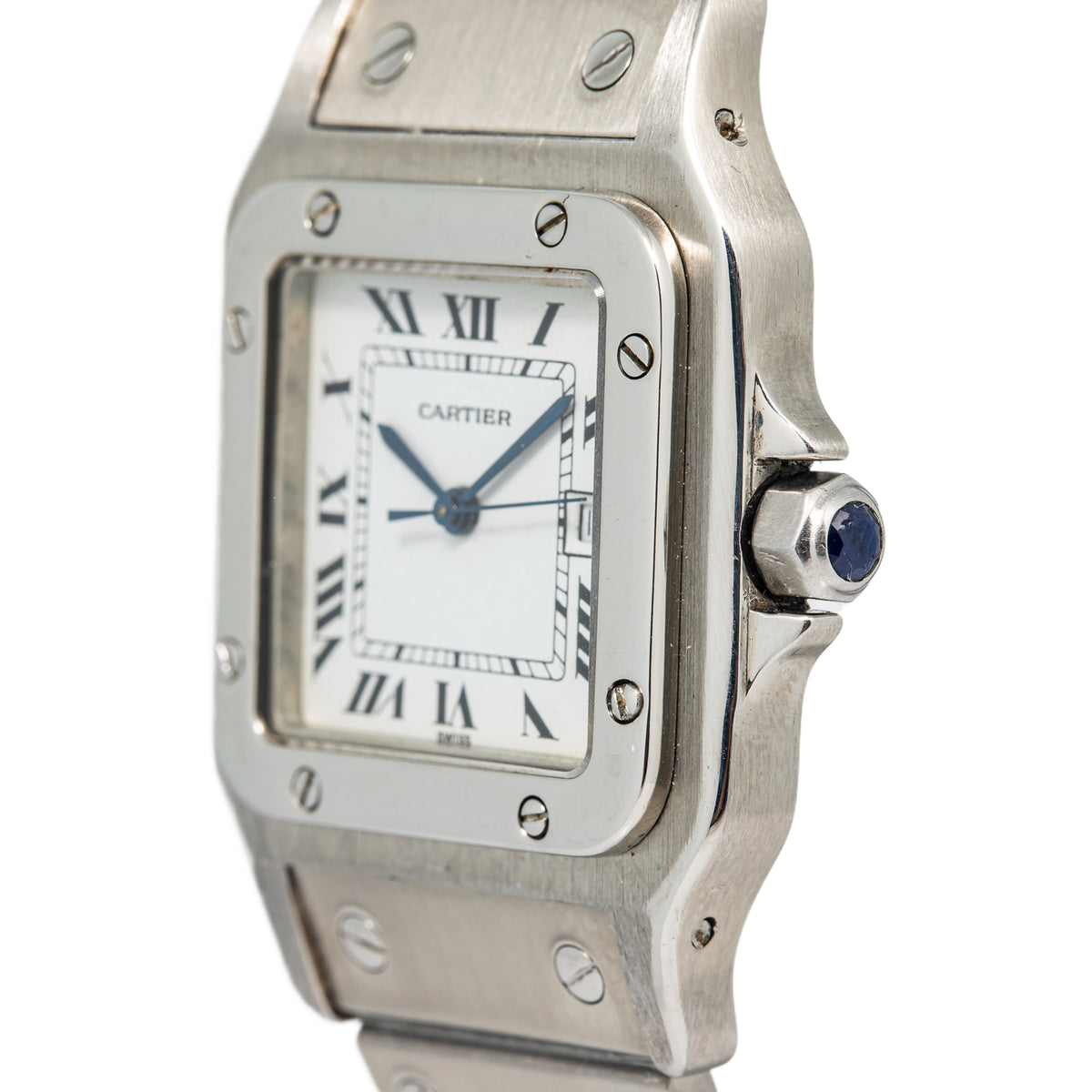 Cartier Santos 2960 Vintage Stainless Steel Auto White Dial Unisex Watch 29mm