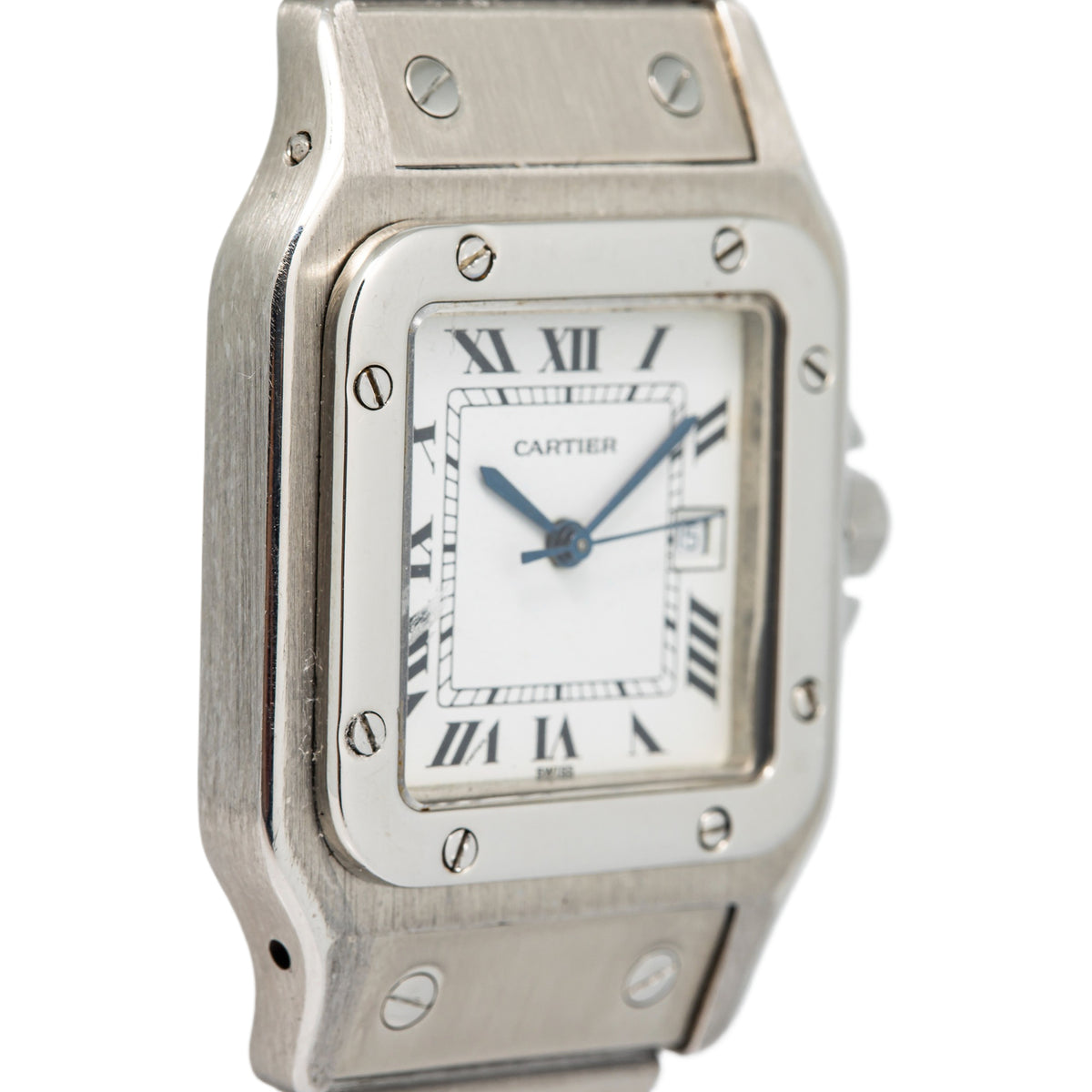 Cartier Santos 2960 Vintage Stainless Steel Auto White Dial Unisex Watch 29mm