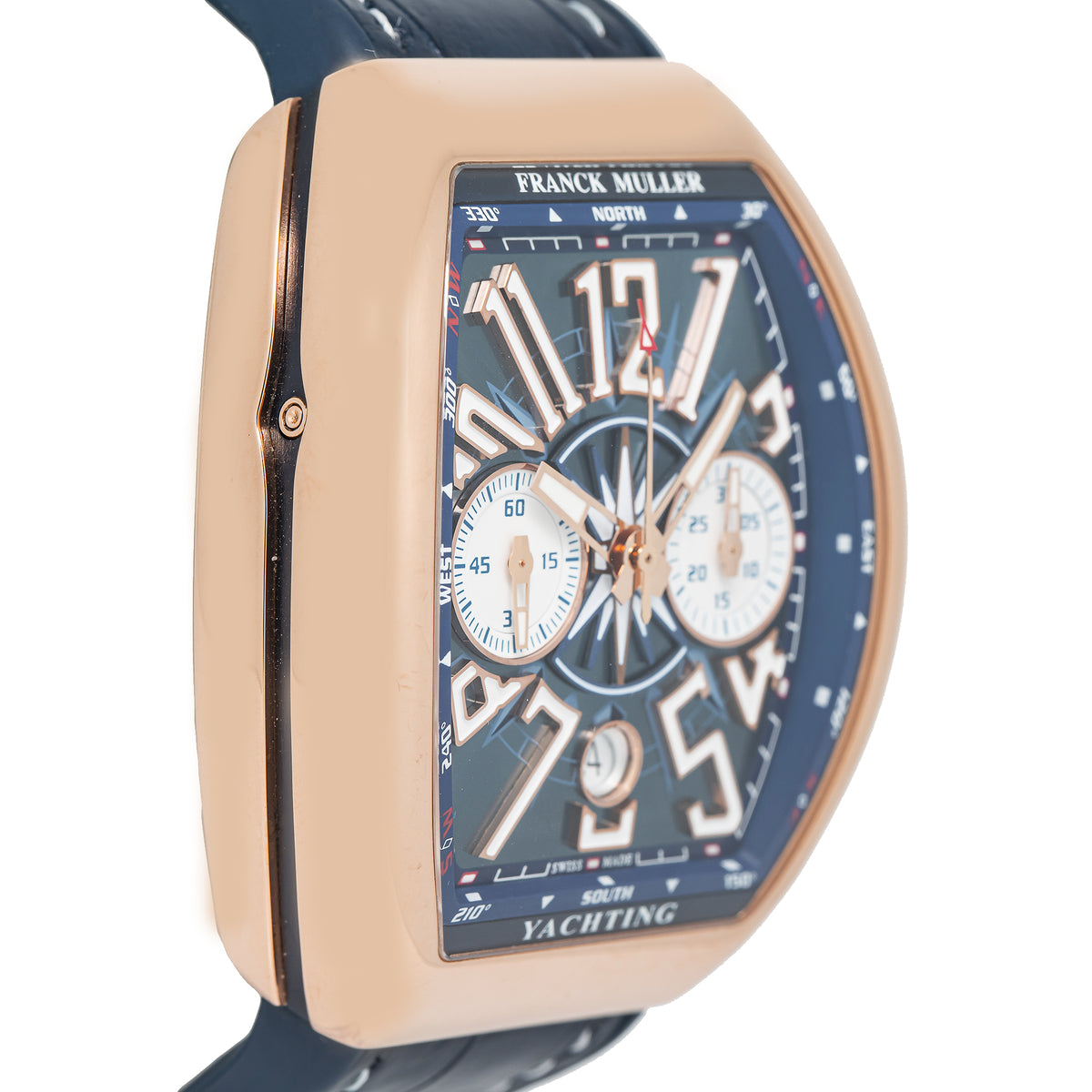 Franck Muller Vanguard Yachting V45CCDT 18K Rose Blue Dial Auto Men's Watch 45mm