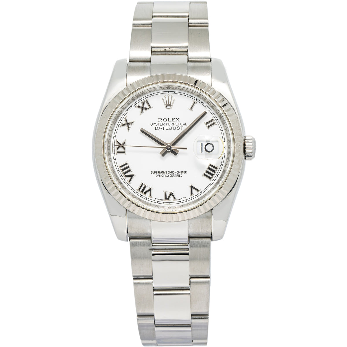 Rolex Date Just 116234 White Dial Stainless Steel Men watch 37mm