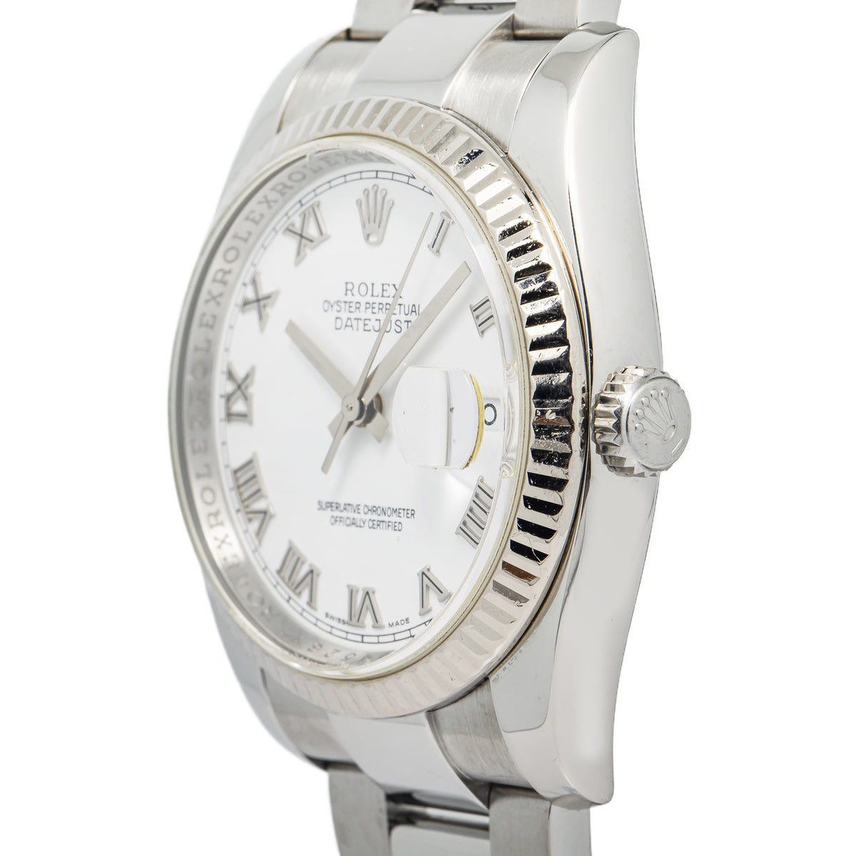 Rolex Date Just 116234 White Dial Stainless Steel Men watch 37mm