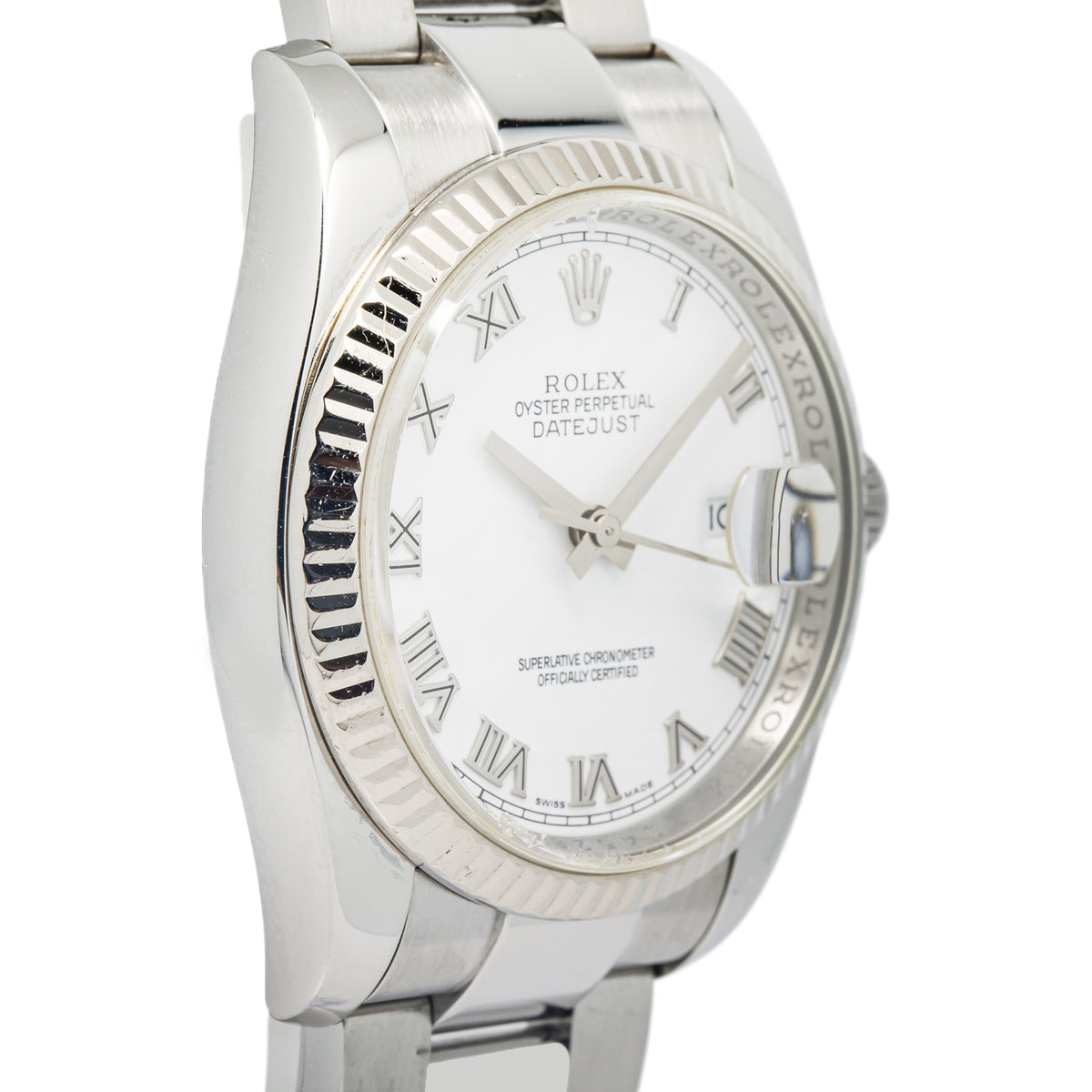 Rolex Date Just 116234 White Dial Stainless Steel Men watch 37mm