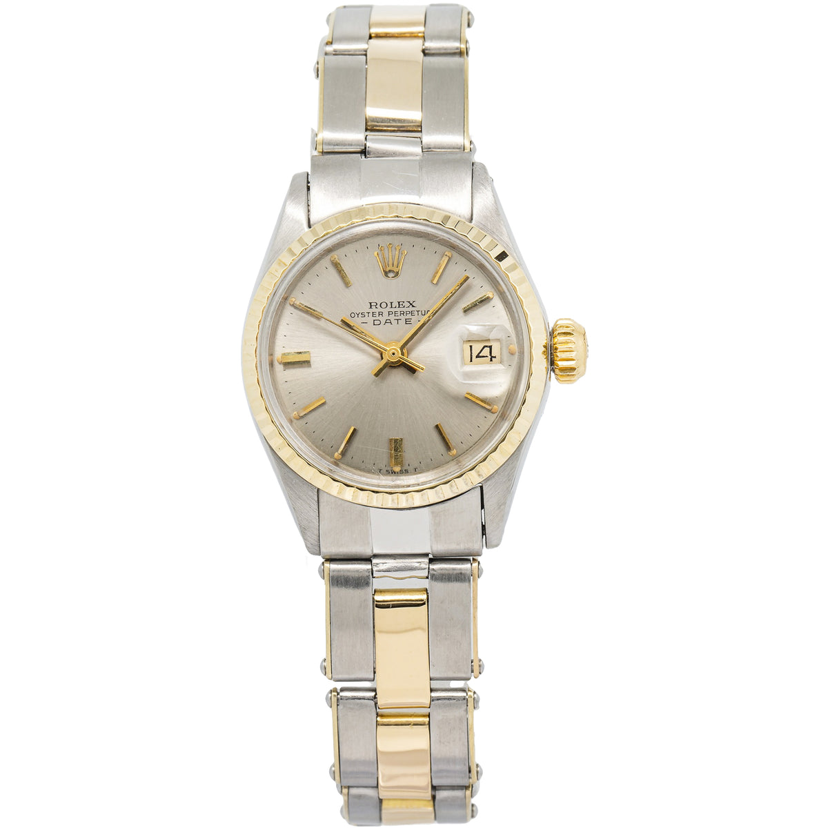 Rolex Datejust 6517 18K YG Stainless Two Tone White Dial Auto Ladies Watch 25mm