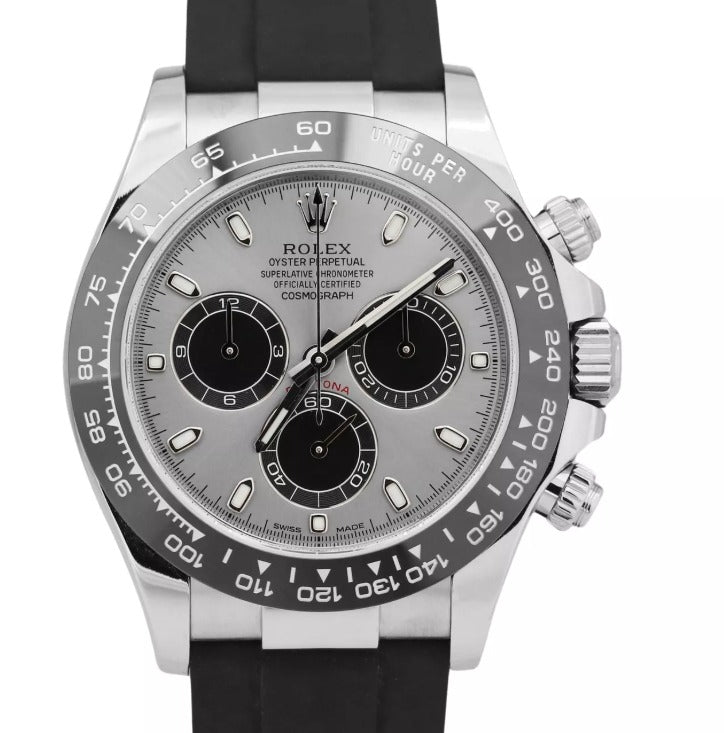 Rolex Daytona 116519LN 2019 Card 18k White Gold Silver Ghost Auto Men Watch 40mm