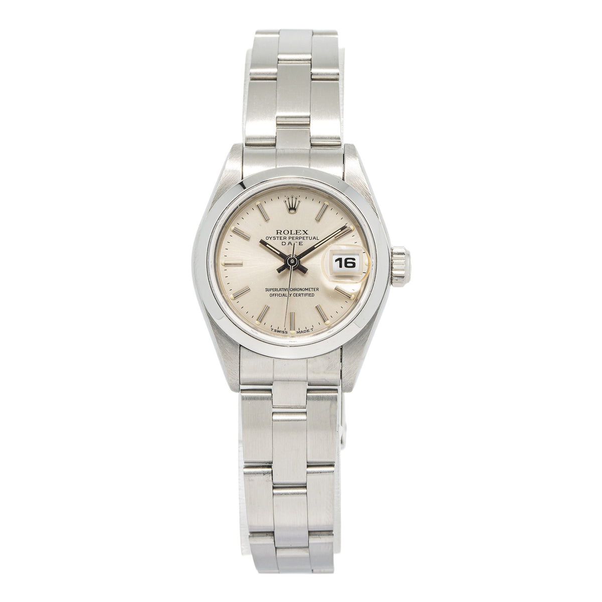 Rolex Date Just 69160 Stainless Steel Oyster Perpetual White Dial Unisex 25mm