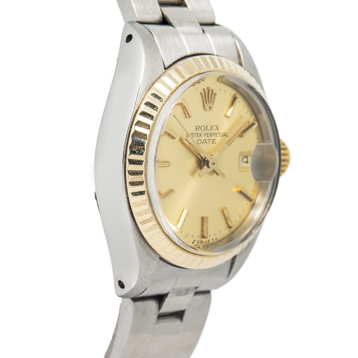 Rolex Date 6917 With Papers TwoTone Oyster Champagne Dial Auto Ladies Watch 26mm