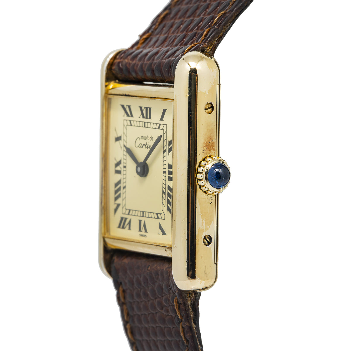 Cartier Tank Vintage 925 Gold Plated Manual Winding Ladies Watch 21X28mm